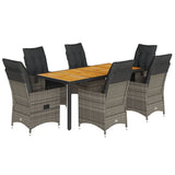 vidaXL 3-delige Bistroset met kussens poly rattan grijs