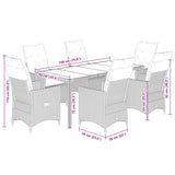 vidaXL 3-delige Bistroset met kussens poly rattan grijs