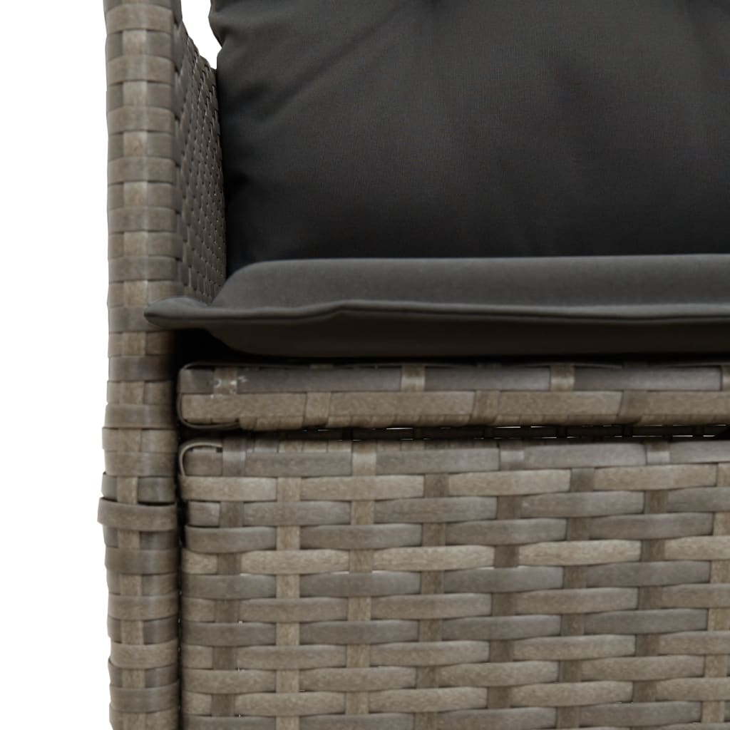 vidaXL 7-delige Tuinset met kussens poly rattan grijs