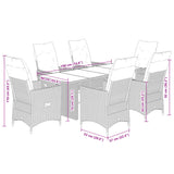 vidaXL 7-delige Tuinset met kussens poly rattan grijs