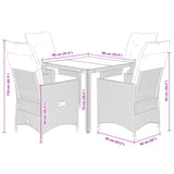 vidaXL 3-delige Bistroset met kussens poly rattan grijs