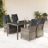 vidaXL 3-delige Bistroset met kussens poly rattan grijs