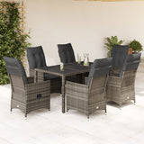 vidaXL 3-delige Bistroset met kussens poly rattan grijs