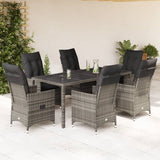 vidaXL 3-delige Bistroset met kussens poly rattan grijs