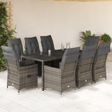 vidaXL 3-delige Bistroset met kussens poly rattan grijs
