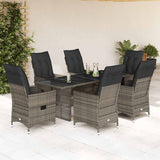 vidaXL 7-delige Tuinset met kussens poly rattan grijs
