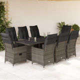 vidaXL 7-delige Tuinset met kussens poly rattan grijs