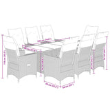 vidaXL 7-delige Tuinset met kussens poly rattan grijs