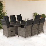 vidaXL 7-delige Tuinset met kussens poly rattan grijs