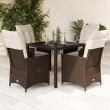 vidaXL 3-delige Bistroset met kussens poly rattan bruin