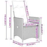 vidaXL 3-delige Bistroset met kussens poly rattan bruin