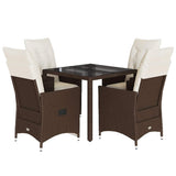 vidaXL 3-delige Bistroset met kussens poly rattan bruin