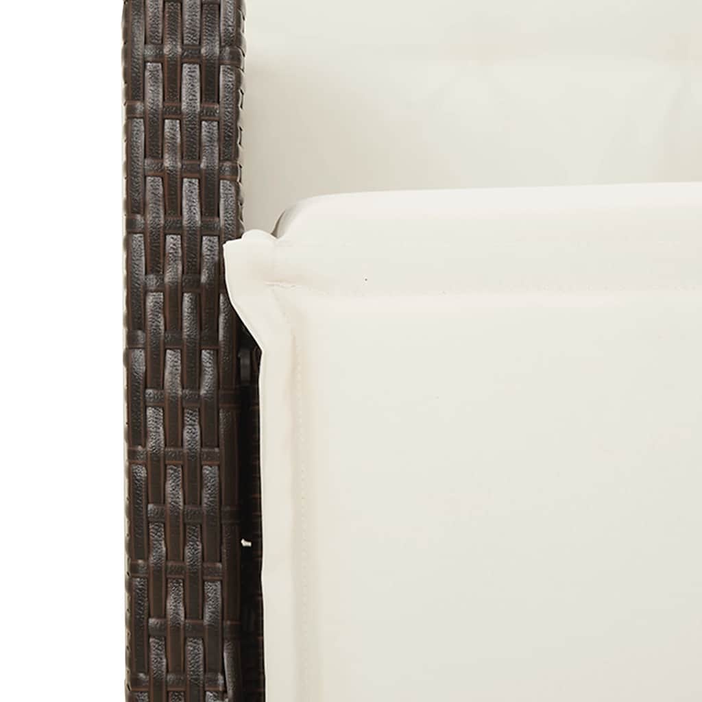 vidaXL 3-delige Bistroset met kussens poly rattan bruin