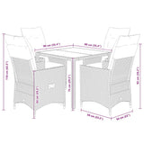 vidaXL 3-delige Bistroset met kussens poly rattan bruin