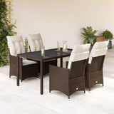 vidaXL 3-delige Bistroset met kussens poly rattan bruin