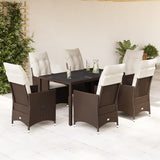 vidaXL 3-delige Bistroset met kussens poly rattan bruin