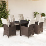 vidaXL 3-delige Bistroset met kussens poly rattan bruin
