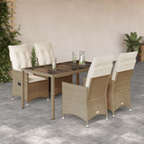 vidaXL 3-Piece Bistro Set with Cushions Poly Rattan Beige