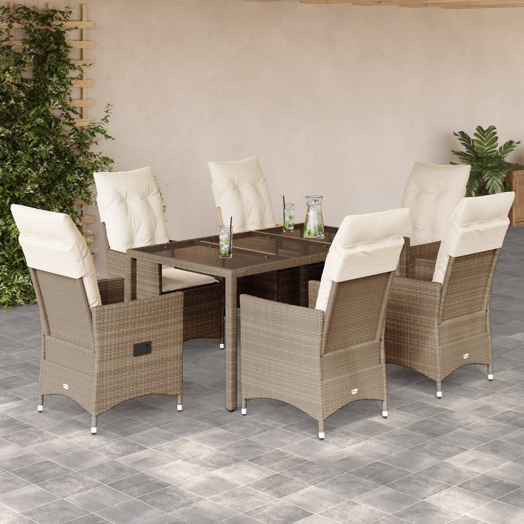 vidaXL 3-Piece Bistro Set with Cushions Poly Rattan Beige
