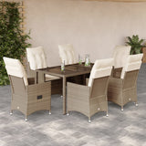 vidaXL 3-Piece Bistro Set with Cushions Poly Rattan Beige