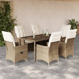 vidaXL 3-Piece Bistro Set with Cushions Poly Rattan Beige