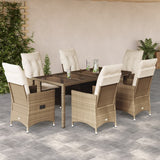 vidaXL 3-Piece Bistro Set with Cushions Poly Rattan Beige