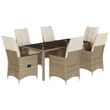 vidaXL 3-Piece Bistro Set with Cushions Poly Rattan Beige