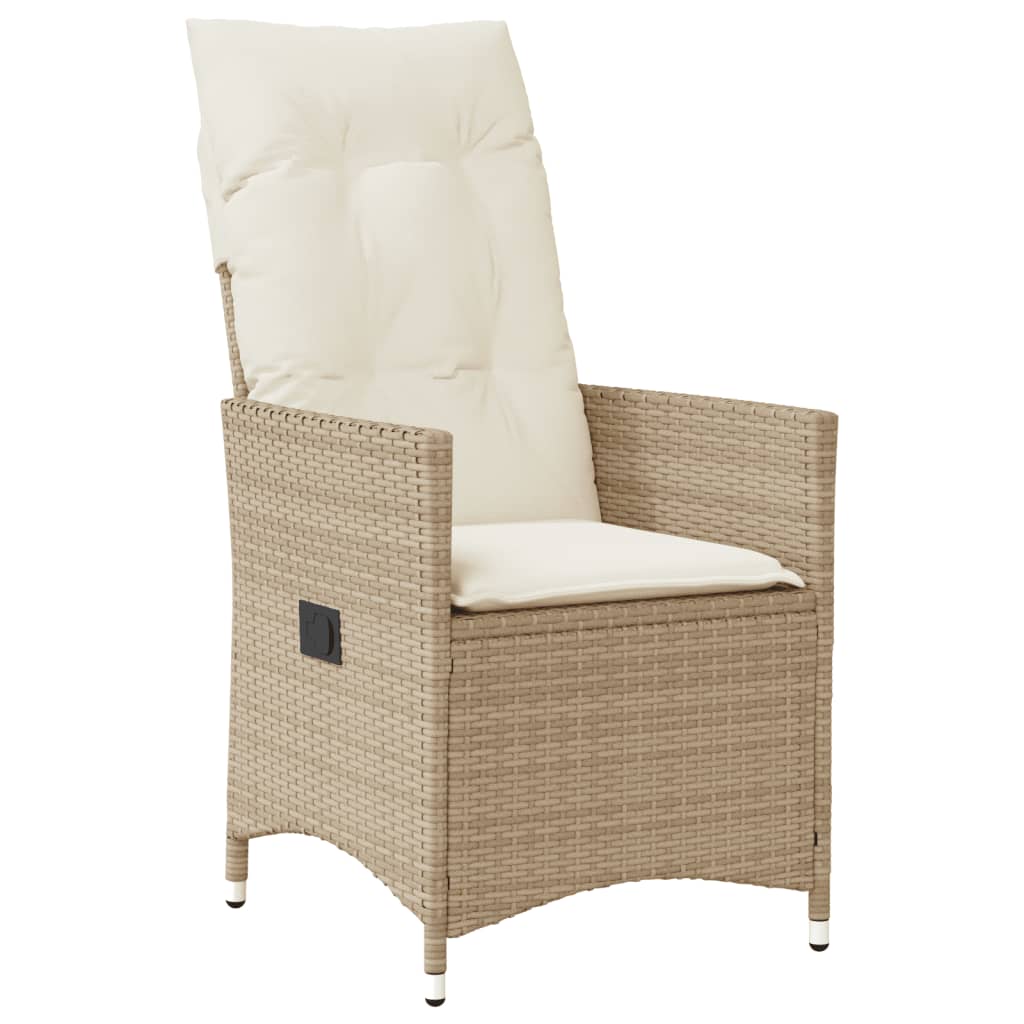 vidaXL 3-Piece Bistro Set with Cushions Poly Rattan Beige