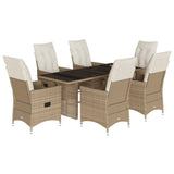 vidaXL 7-delige Tuinset met kussens poly rattan beige