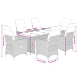 vidaXL 7-delige Tuinset met kussens poly rattan beige