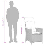 vidaXL 3-Piece Bistro Set with Cushions Poly Rattan Black