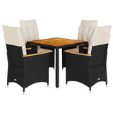 vidaXL 3-Piece Bistro Set with Cushions Poly Rattan Black