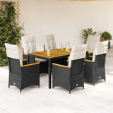 vidaXL 3-Piece Bistro Set with Cushions Poly Rattan Black