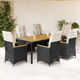 vidaXL 3-Piece Bistro Set with Cushions Poly Rattan Black
