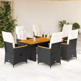 vidaXL 7-delige Tuinset met kussens poly rattan zwart