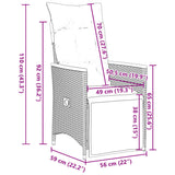 vidaXL 3-delige Bistroset met kussens poly rattan grijs