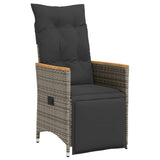 vidaXL 3-delige Bistroset met kussens poly rattan grijs