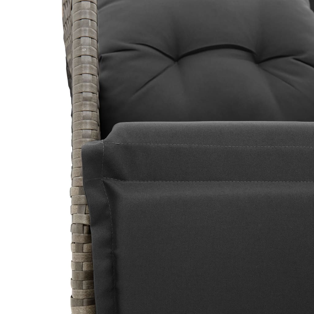 vidaXL 3-delige Bistroset met kussens poly rattan grijs