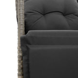 vidaXL 3-delige Bistroset met kussens poly rattan grijs