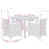 vidaXL 3-delige Bistroset met kussens poly rattan grijs