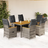 vidaXL 3-delige Bistroset met kussens poly rattan grijs