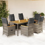 vidaXL 3-delige Bistroset met kussens poly rattan grijs