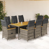vidaXL 3-delige Bistroset met kussens poly rattan grijs
