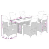 vidaXL 7-delige Tuinset met kussens poly rattan grijs