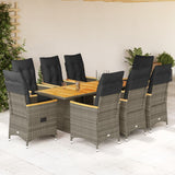 vidaXL 7-delige Tuinset met kussens poly rattan grijs