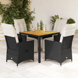 vidaXL 3-delige Bistroset met kussens poly rattan zwart