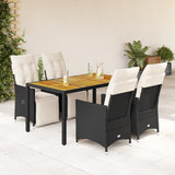 vidaXL 3-delige Bistroset met kussens poly rattan zwart