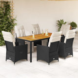 vidaXL 3-delige Bistroset met kussens poly rattan zwart