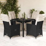 vidaXL 3-delige Bistroset met kussens poly rattan zwart