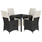 vidaXL 3-delige Bistroset met kussens poly rattan zwart